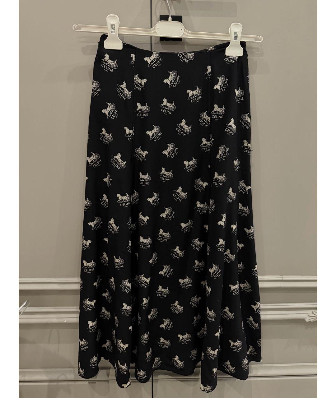 CELINE Черная шелковая юбка миди, фото 7