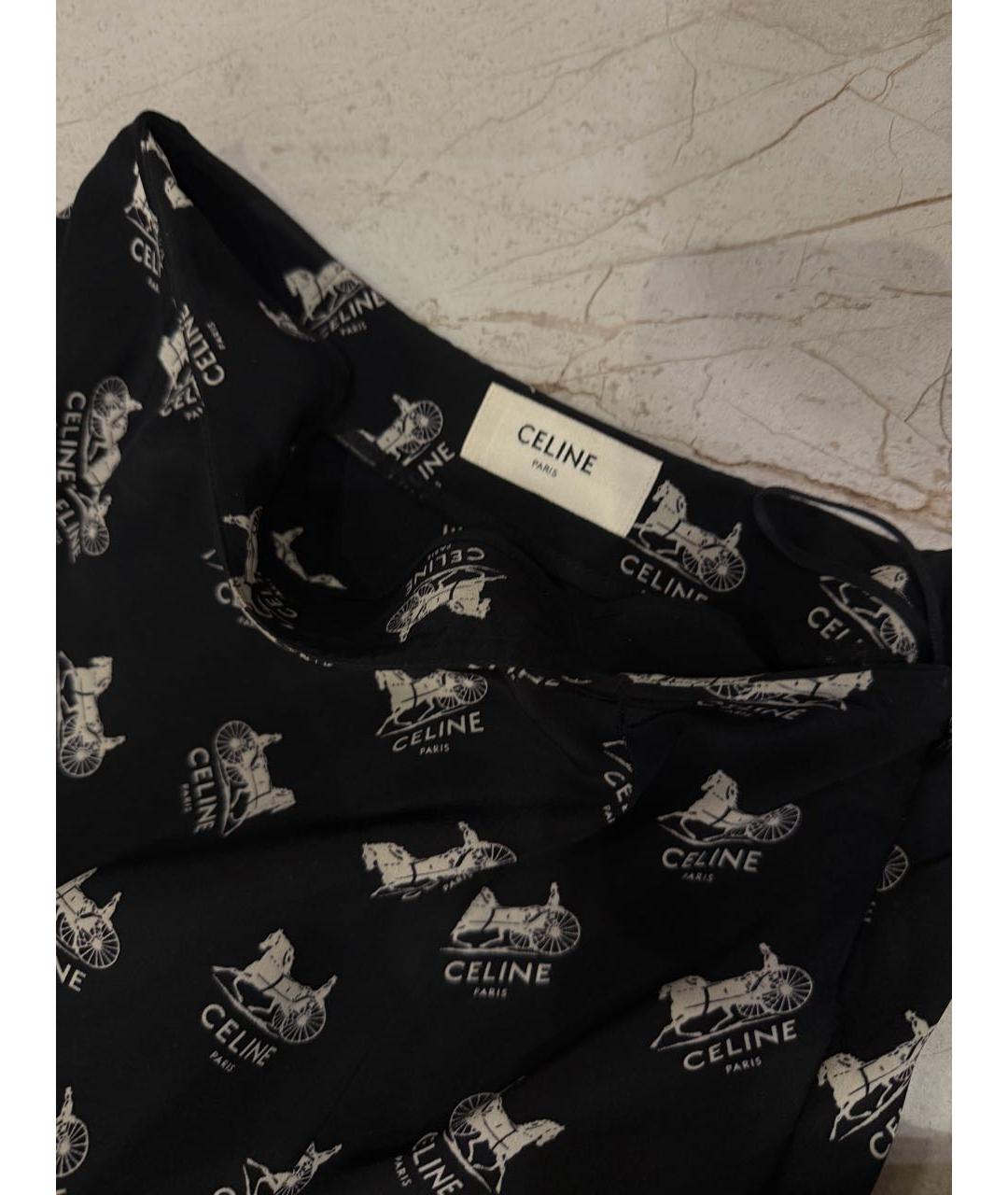 CELINE Черная шелковая юбка миди, фото 3