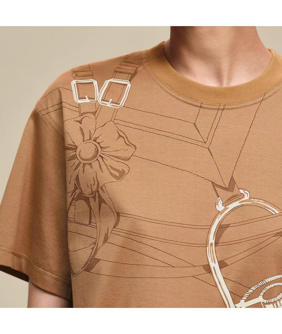 HERMES Коричневая хлопковая футболка, фото 4