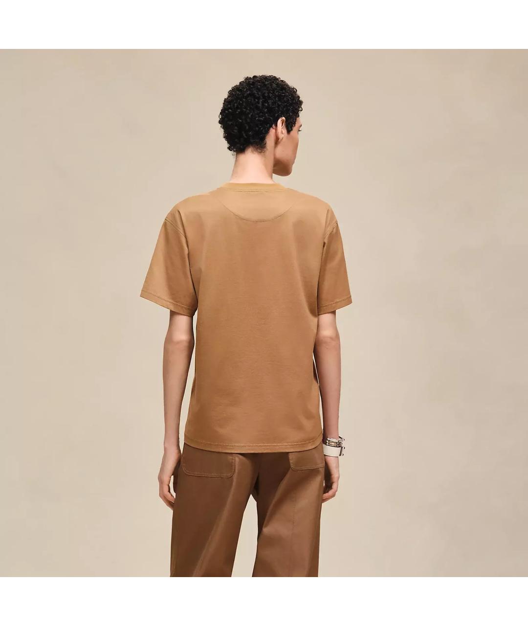 HERMES Коричневая хлопковая футболка, фото 3