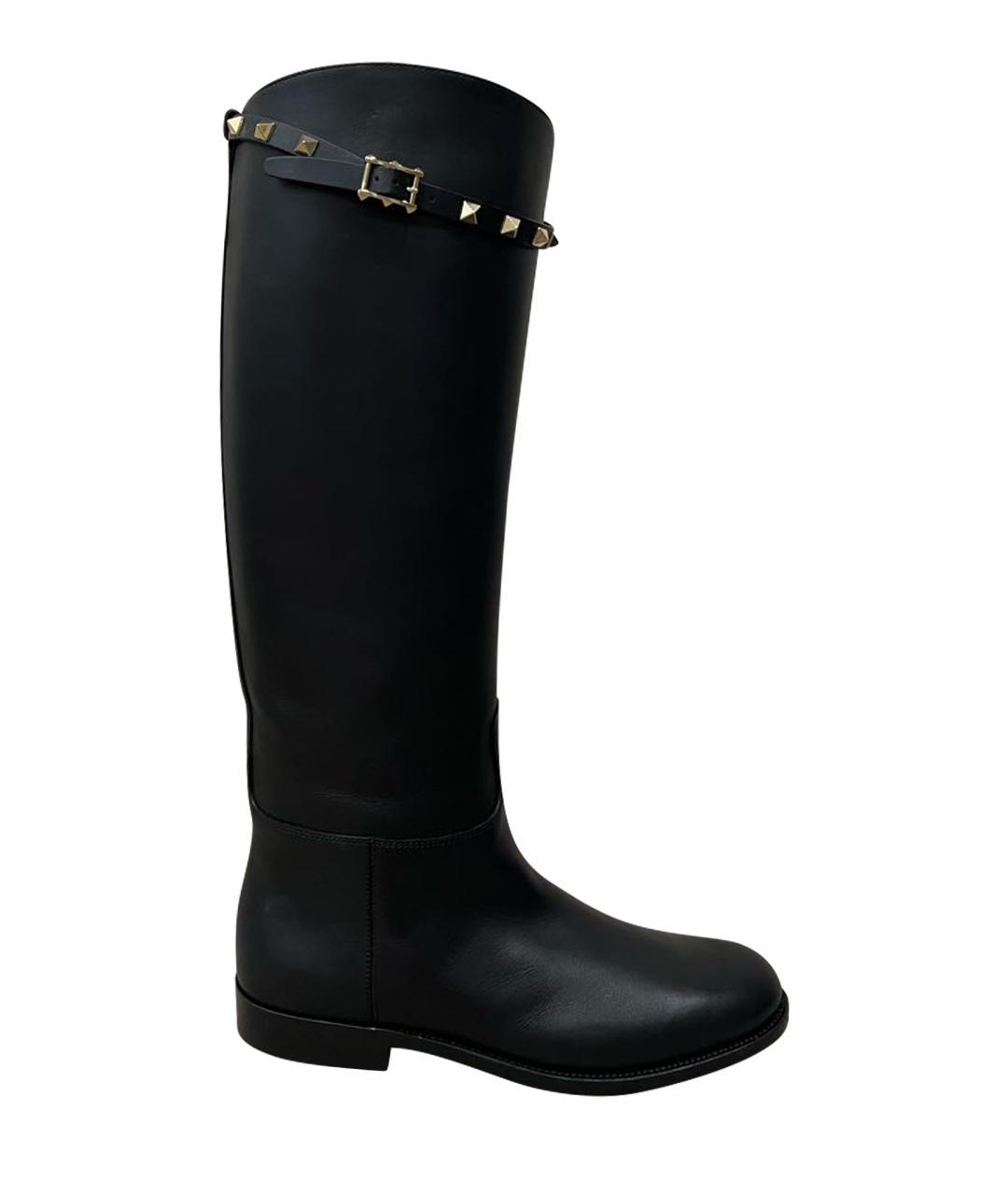 VALENTINO Черные кожаные сапоги, фото 1