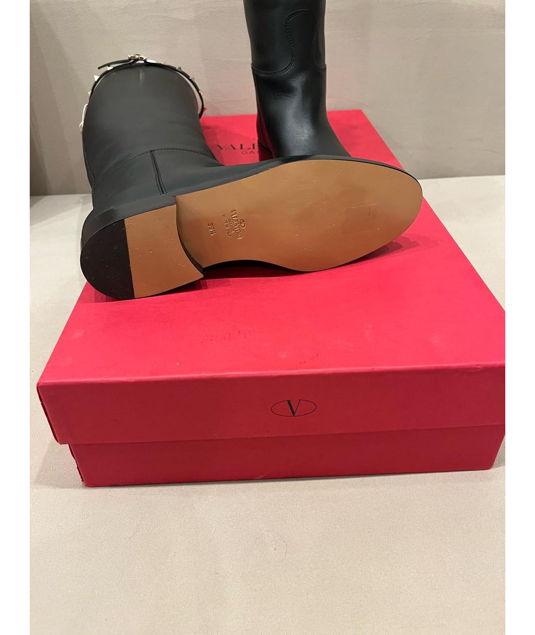 VALENTINO Черные кожаные сапоги, фото 6