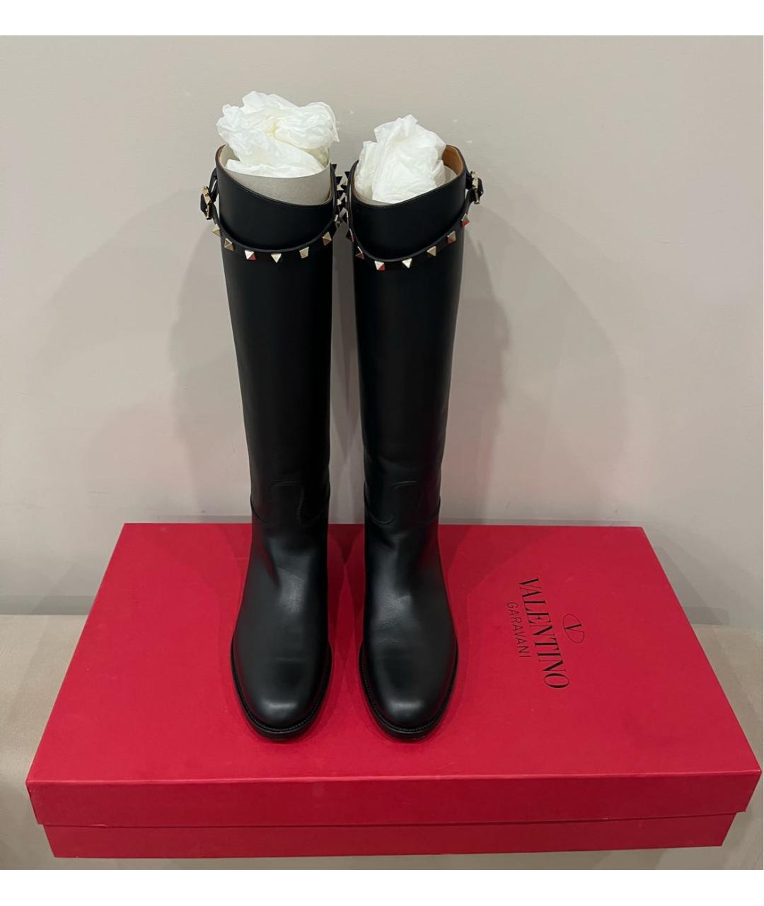 VALENTINO Черные кожаные сапоги, фото 2