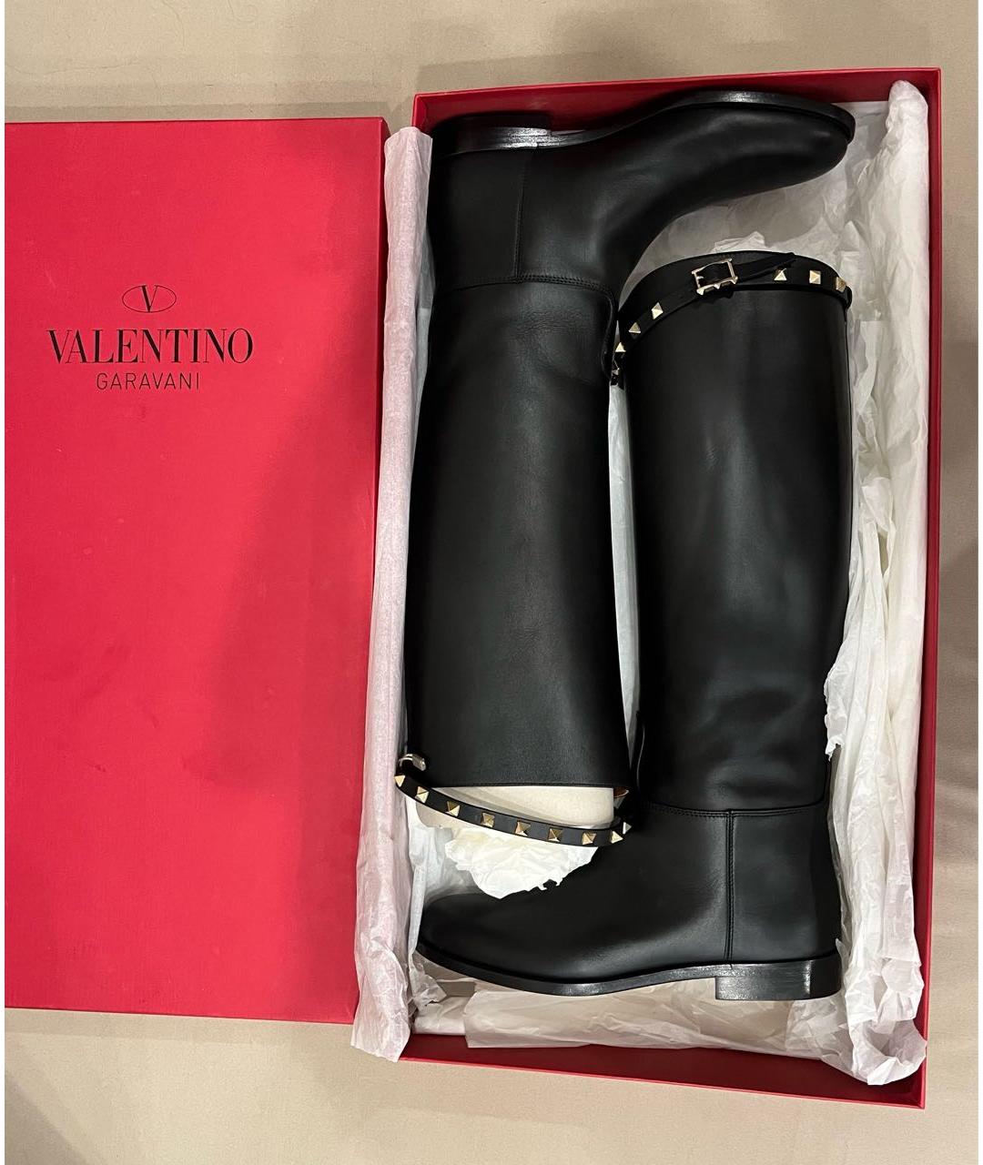 VALENTINO Черные кожаные сапоги, фото 5