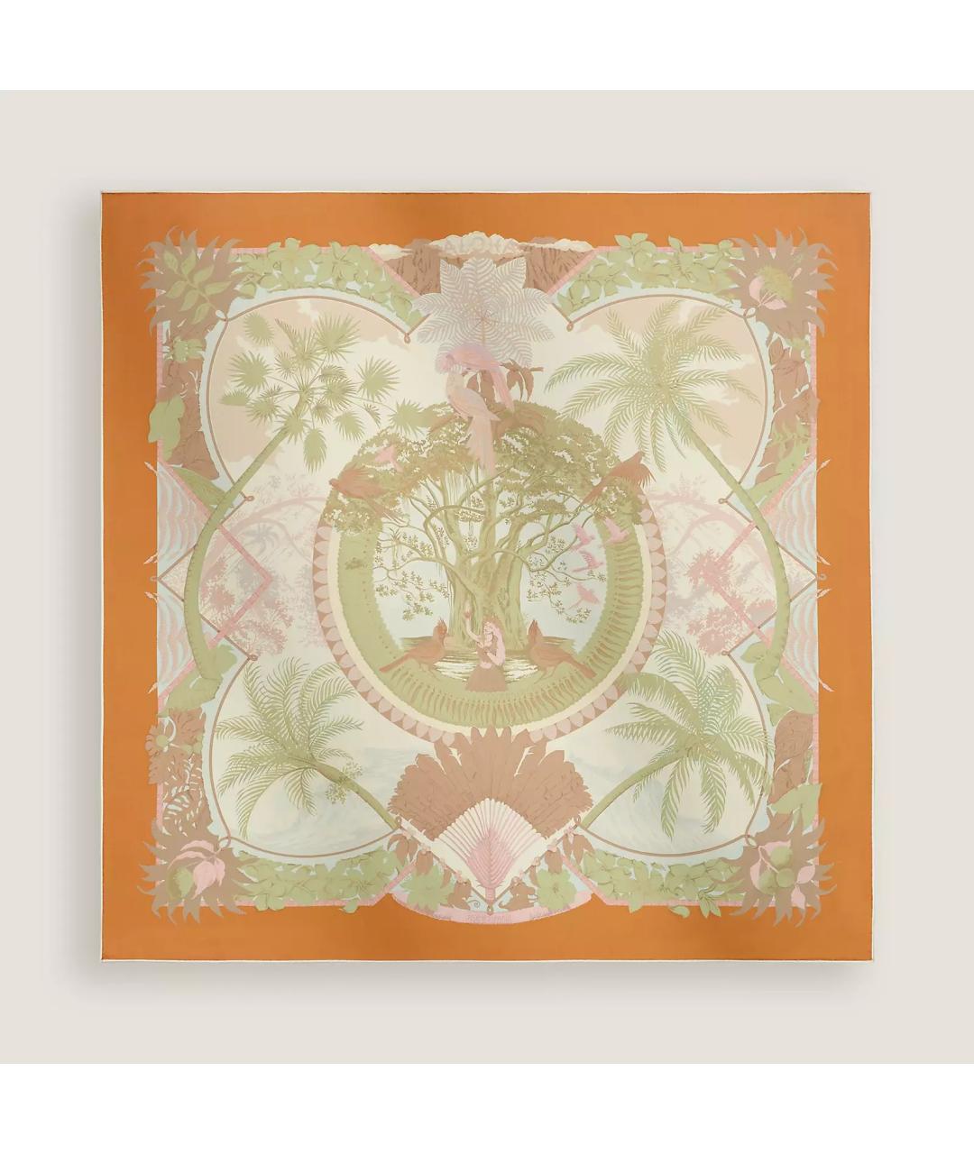 HERMES Оранжевый шелковый платок, фото 4