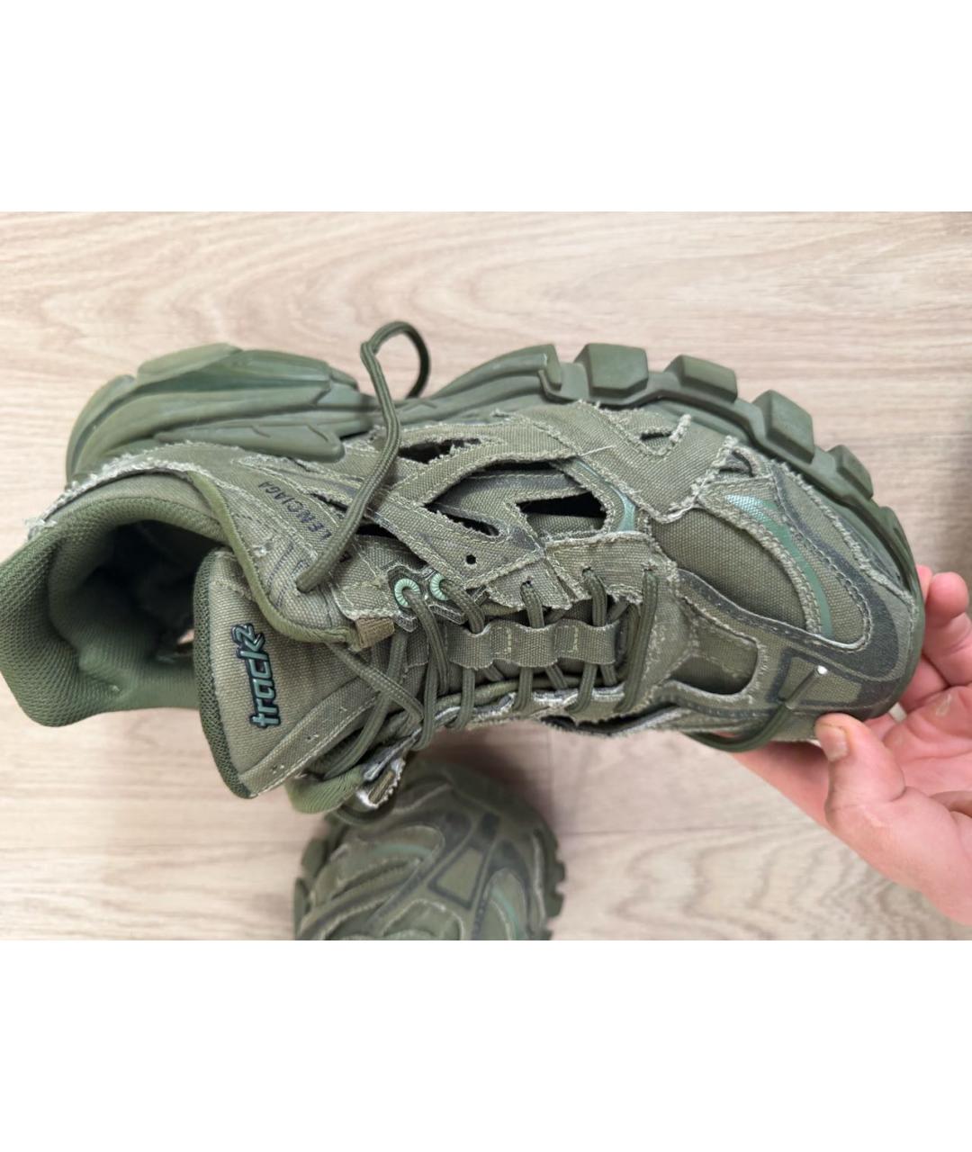 BALENCIAGA Зеленые текстильные низкие кроссовки / кеды, фото 6