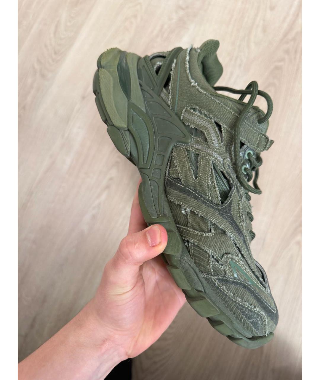 BALENCIAGA Зеленые текстильные низкие кроссовки / кеды, фото 3