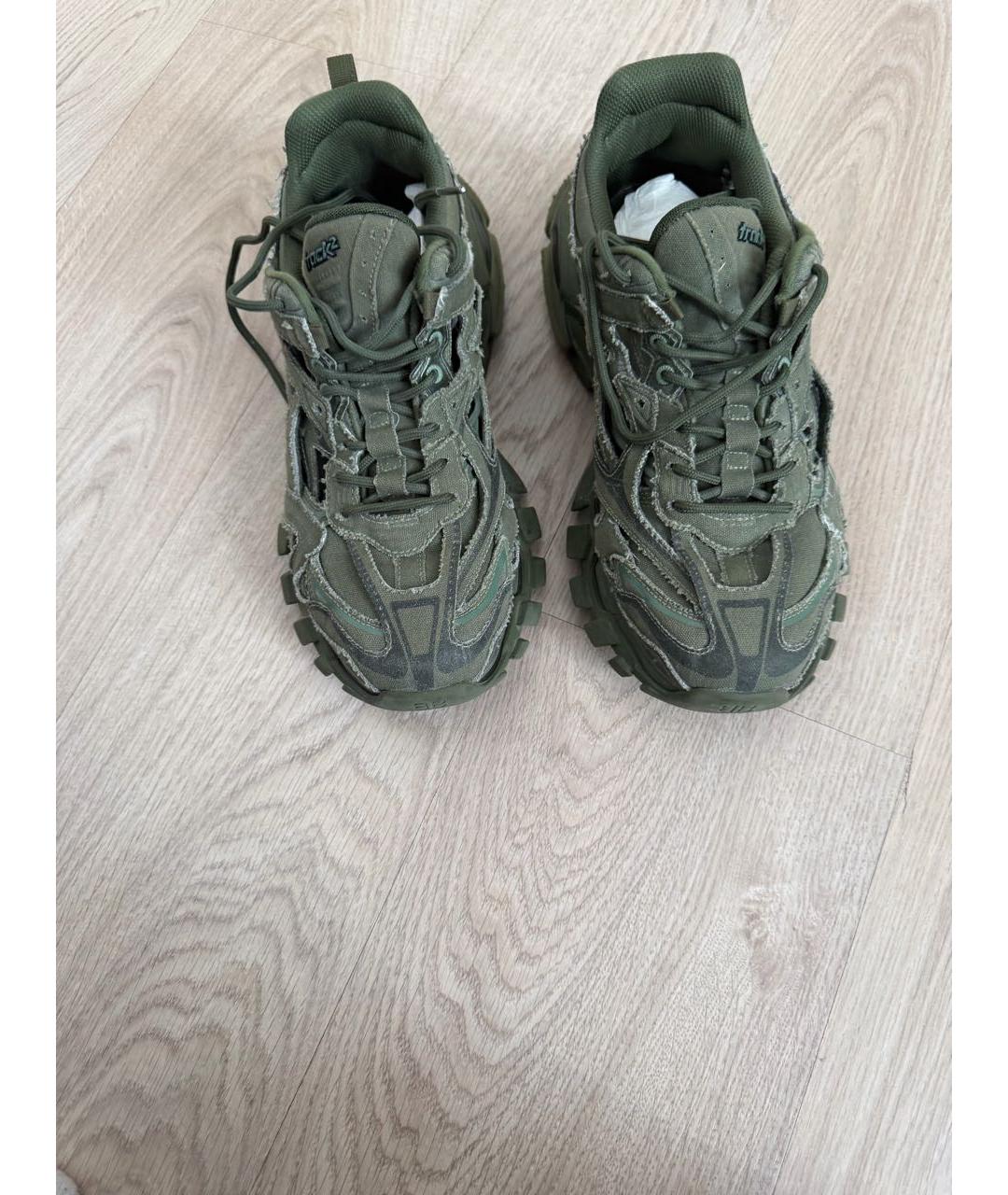 BALENCIAGA Зеленые текстильные низкие кроссовки / кеды, фото 2