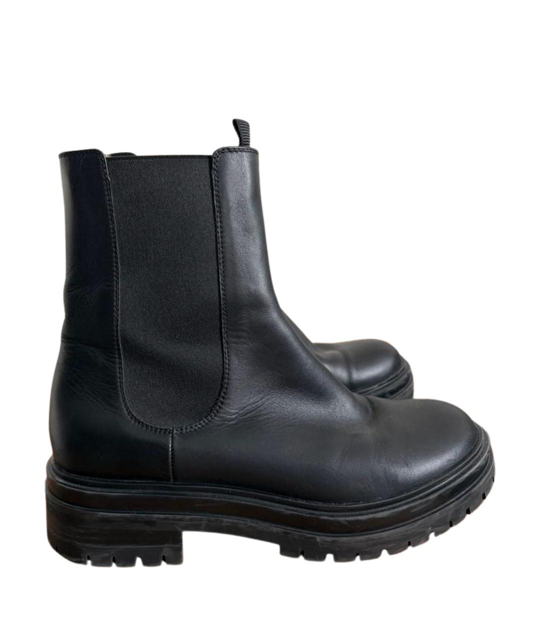 GIANVITO ROSSI Черные кожаные полусапоги, фото 1