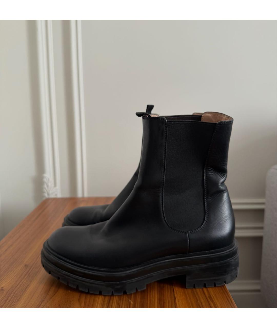 GIANVITO ROSSI Черные кожаные полусапоги, фото 3