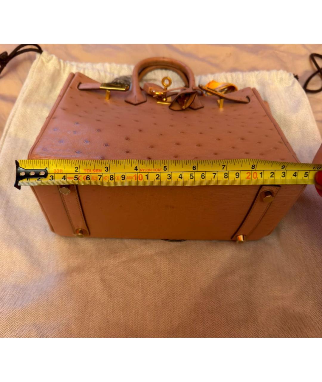 HERMES Коралловая сумка с короткими ручками из экзотической кожи, фото 5