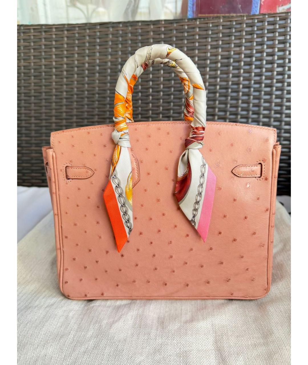 HERMES Коралловая сумка с короткими ручками из экзотической кожи, фото 2