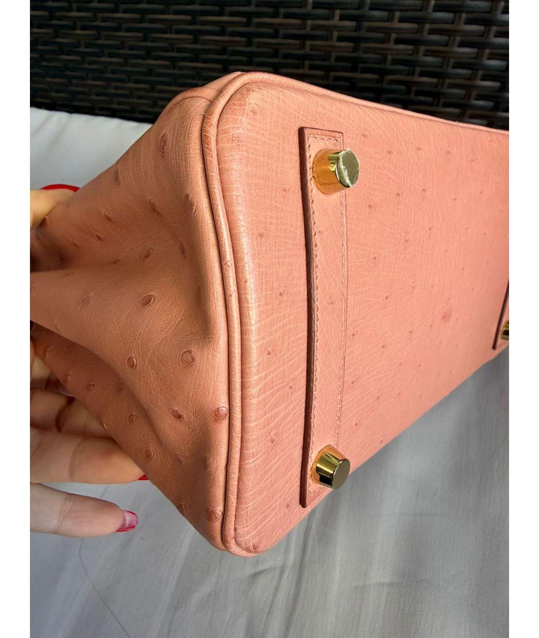 HERMES Коралловая сумка с короткими ручками из экзотической кожи, фото 4