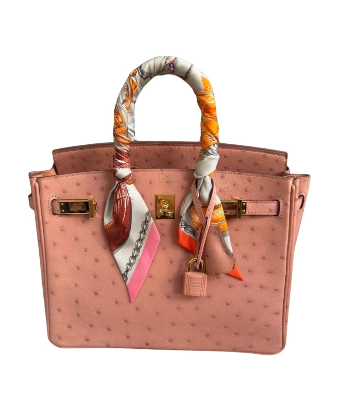 HERMES Коралловая сумка с короткими ручками из экзотической кожи, фото 1