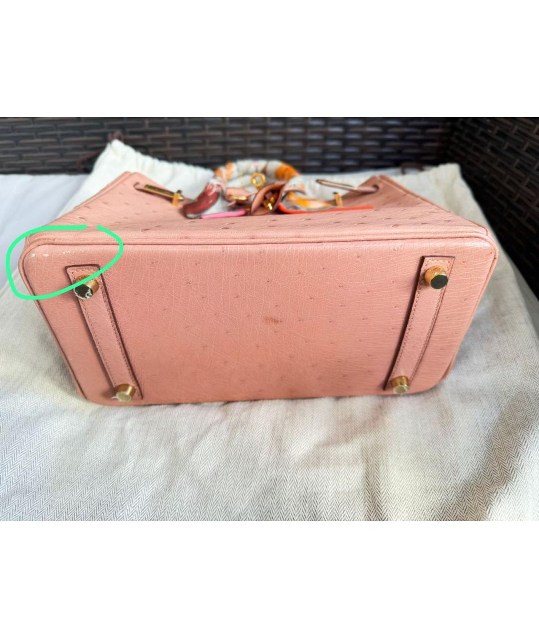 HERMES Коралловая сумка с короткими ручками из экзотической кожи, фото 7