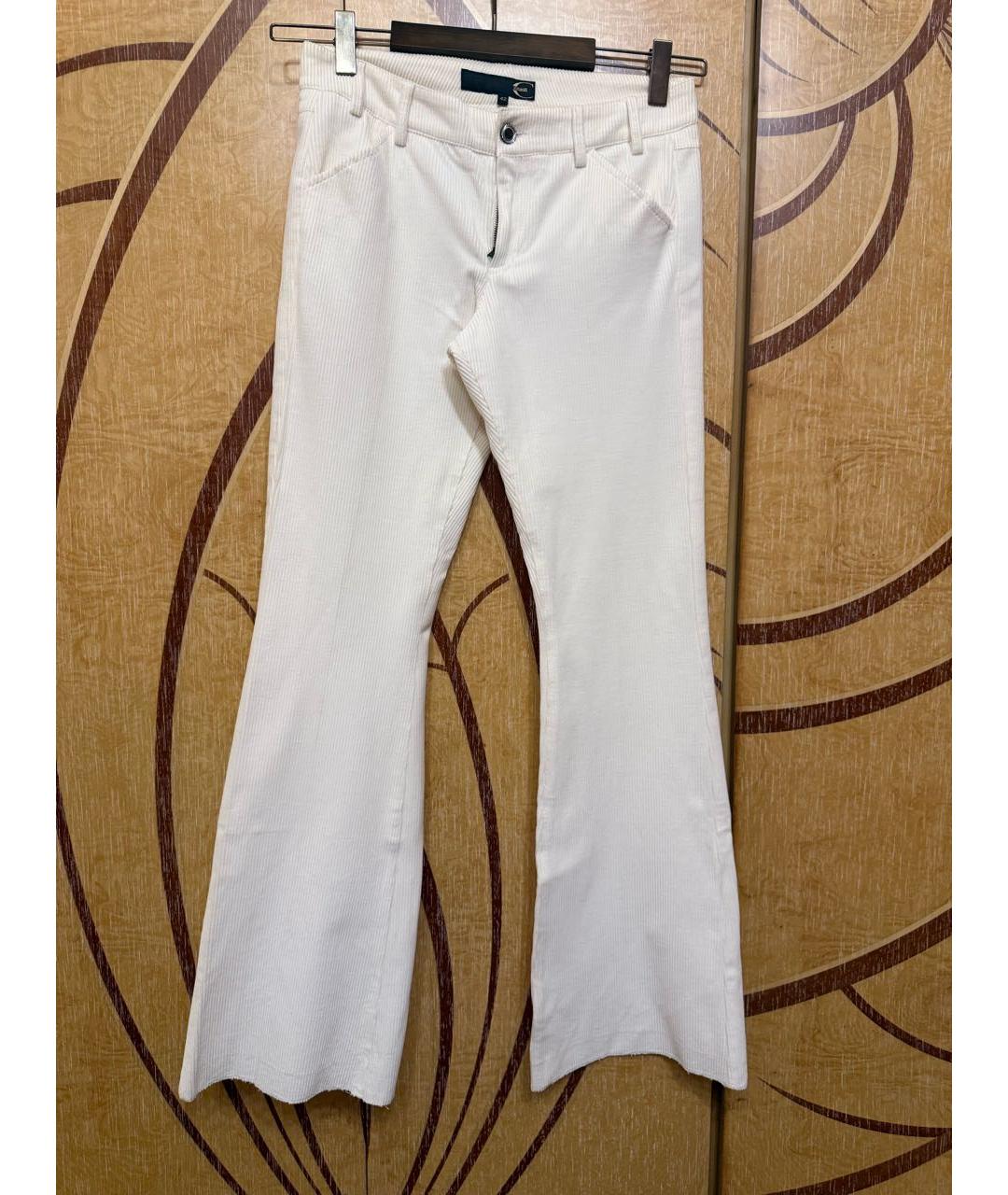 JUST CAVALLI Белые велюровые прямые брюки, фото 2