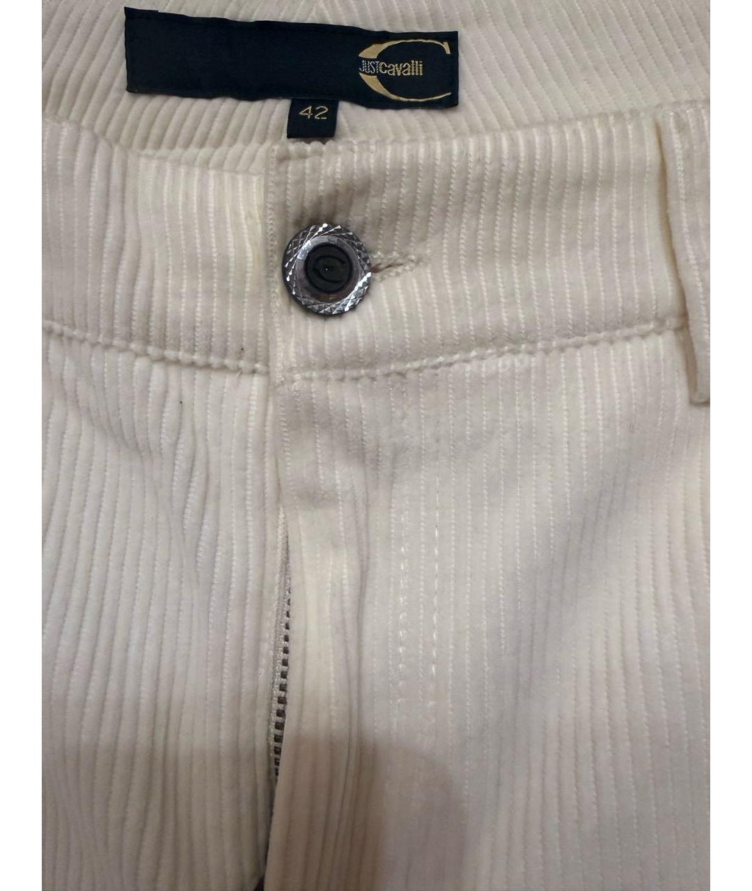 JUST CAVALLI Белые велюровые прямые брюки, фото 3