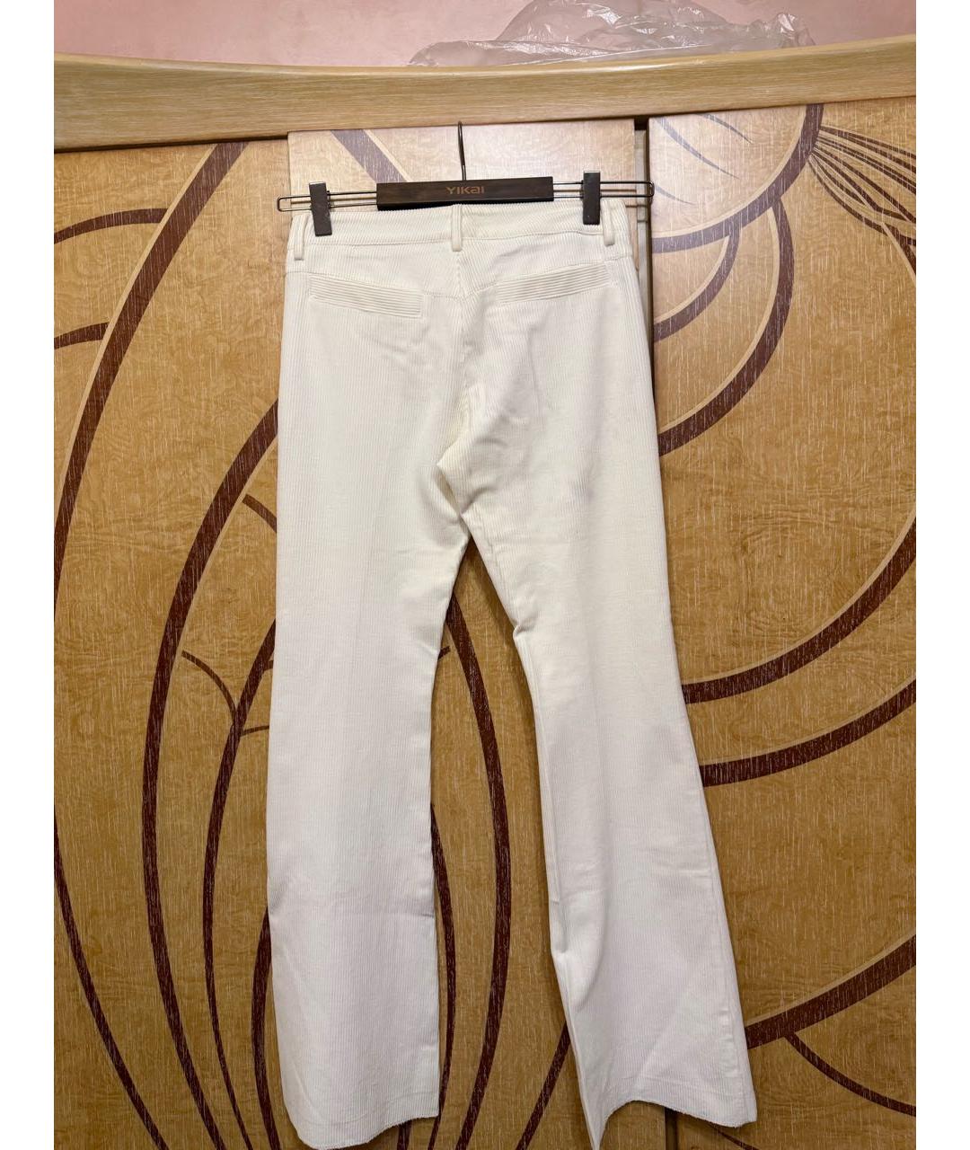 JUST CAVALLI Белые велюровые прямые брюки, фото 5