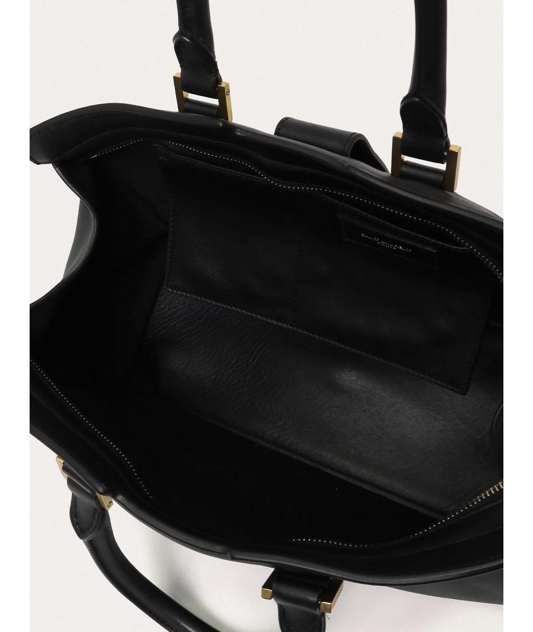 SAINT LAURENT Черная кожаная сумка с короткими ручками, фото 4