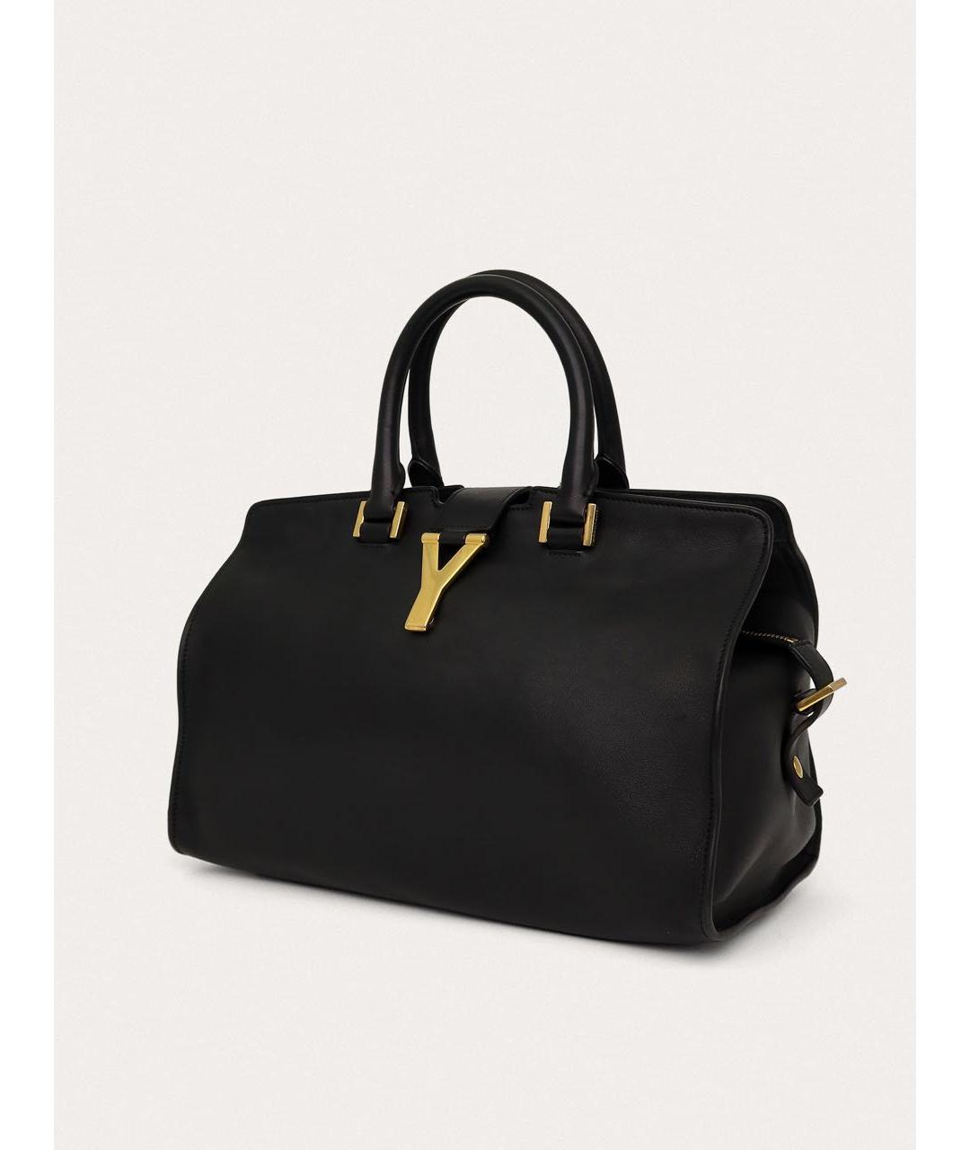 SAINT LAURENT Черная кожаная сумка с короткими ручками, фото 2