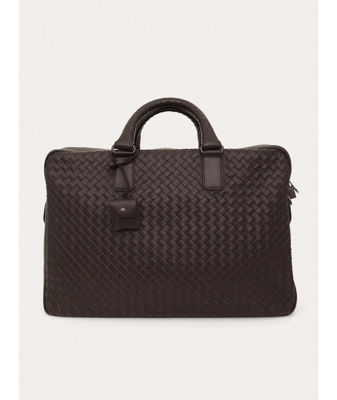 BOTTEGA VENETA Коричневый кожаный портфель, фото 8