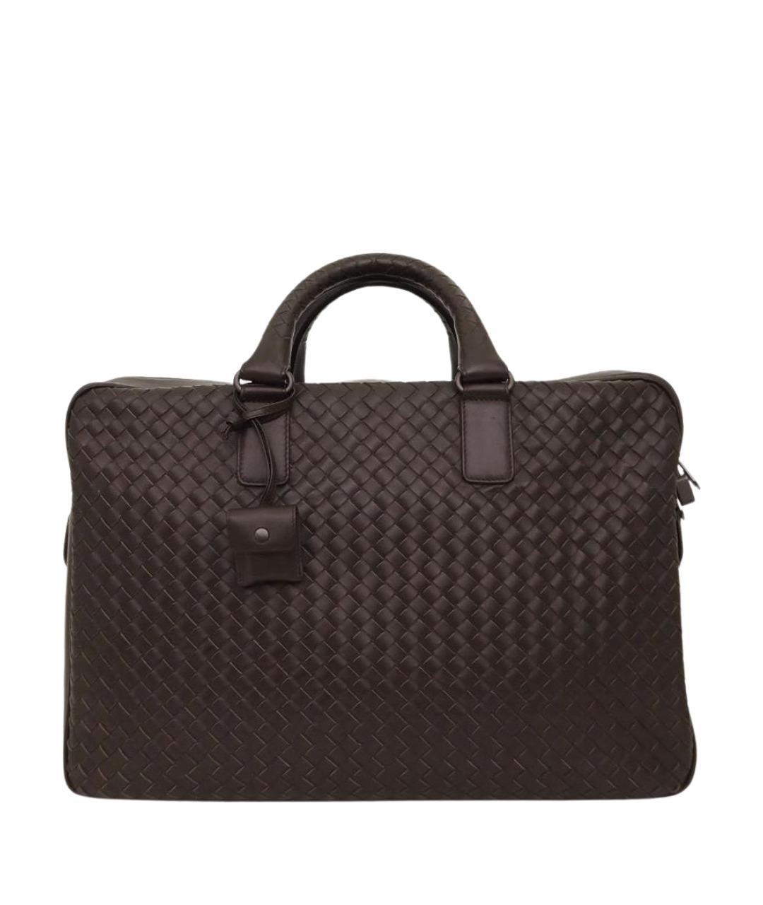 BOTTEGA VENETA Коричневый кожаный портфель, фото 1