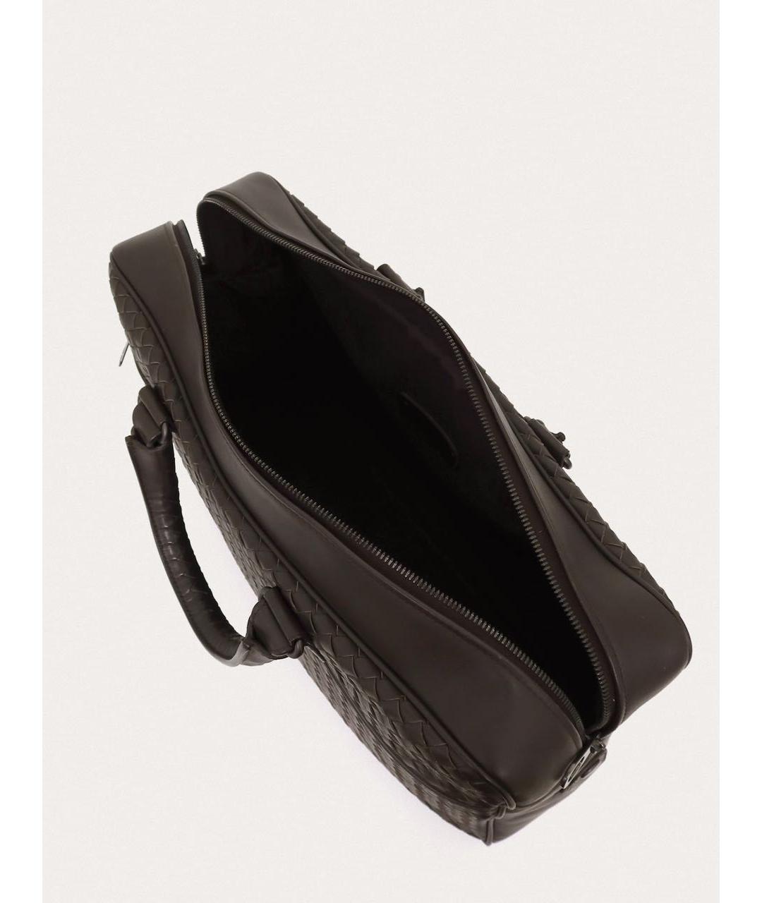 BOTTEGA VENETA Коричневый кожаный портфель, фото 3
