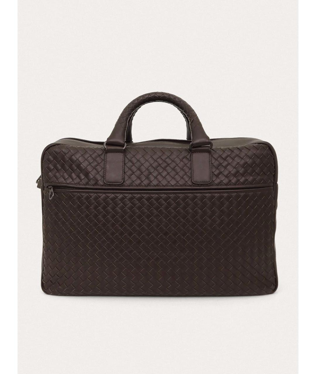 BOTTEGA VENETA Коричневый кожаный портфель, фото 2