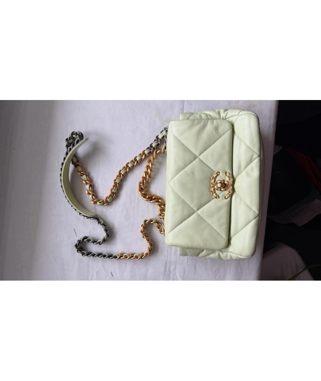 CHANEL Салатовая кожаная сумка через плечо, фото 3