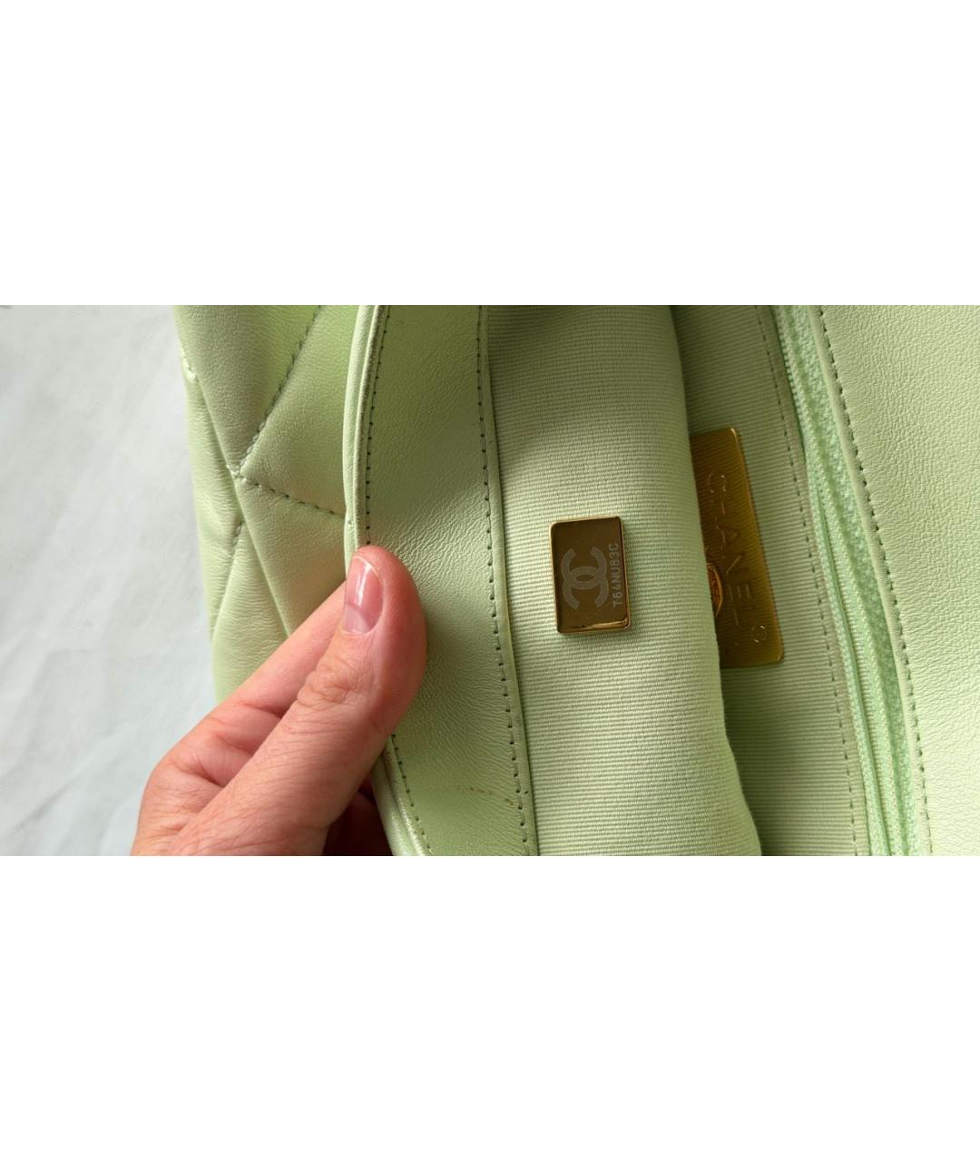 CHANEL Салатовая кожаная сумка через плечо, фото 7