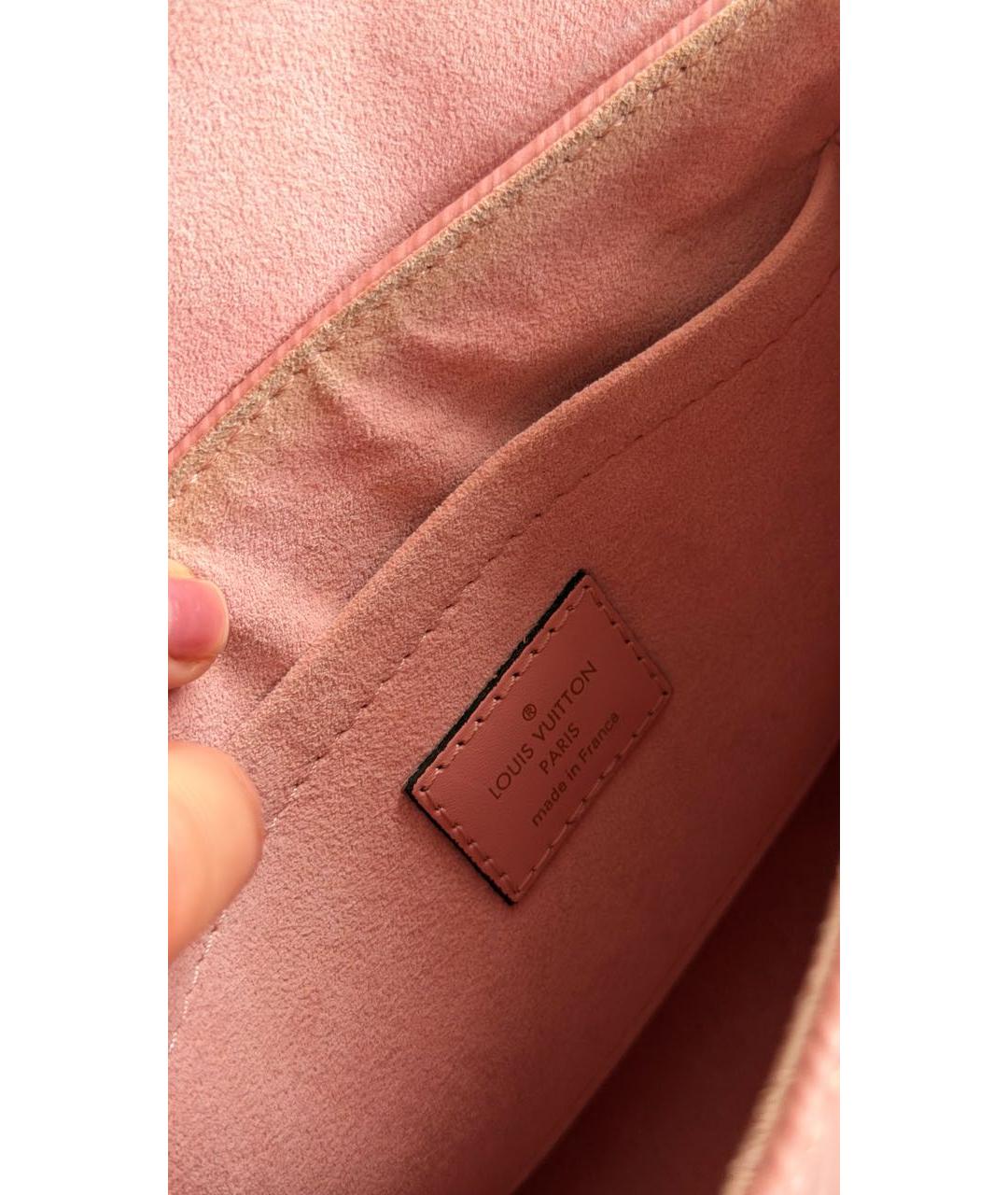 LOUIS VUITTON Коралловая кожаная сумка с короткими ручками, фото 6