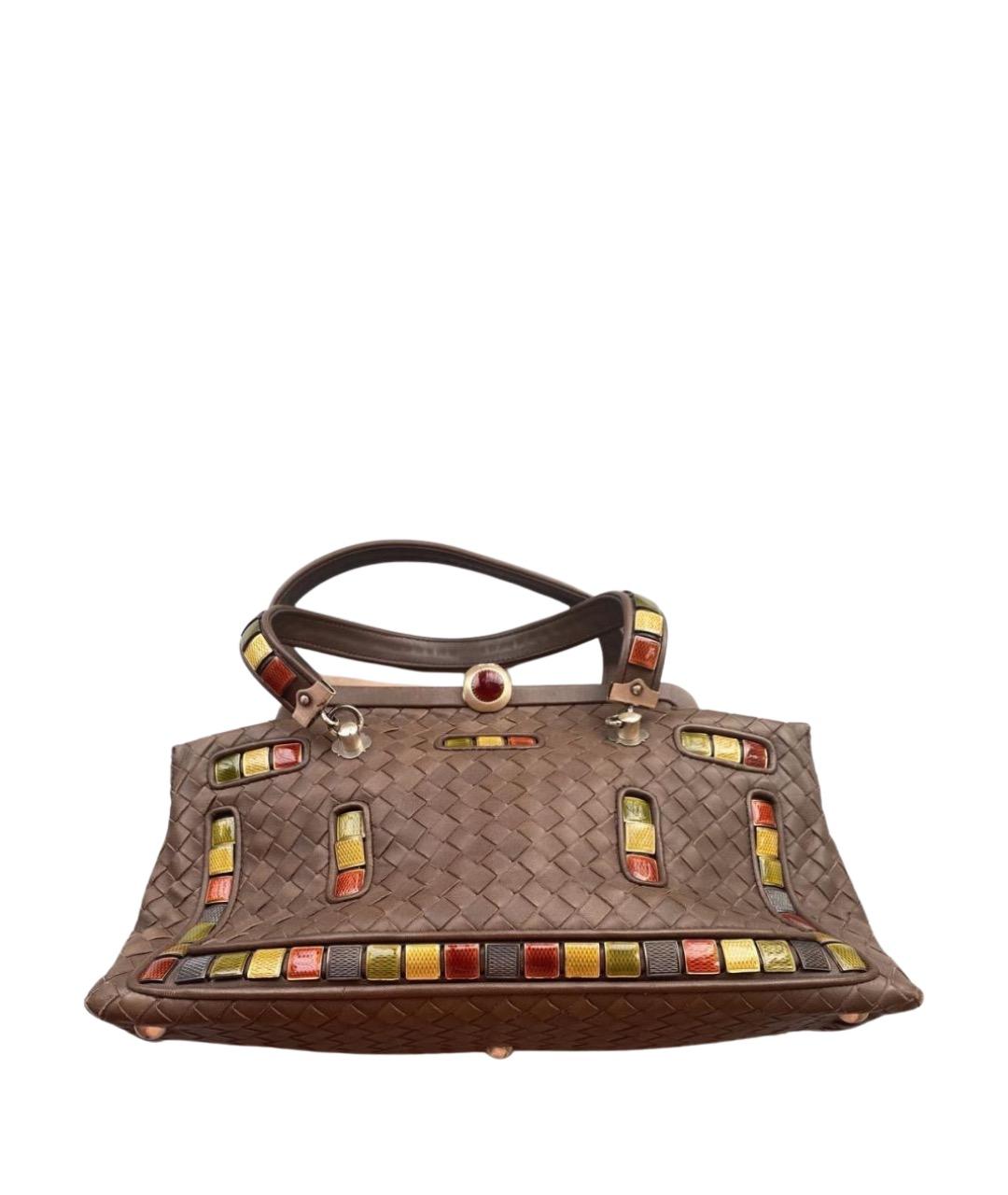 BOTTEGA VENETA Коричневая кожаная сумка с короткими ручками, фото 1