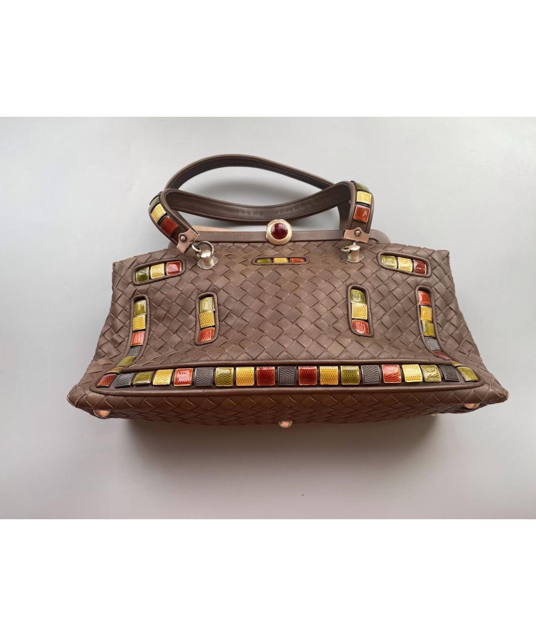 BOTTEGA VENETA Коричневая кожаная сумка с короткими ручками, фото 9