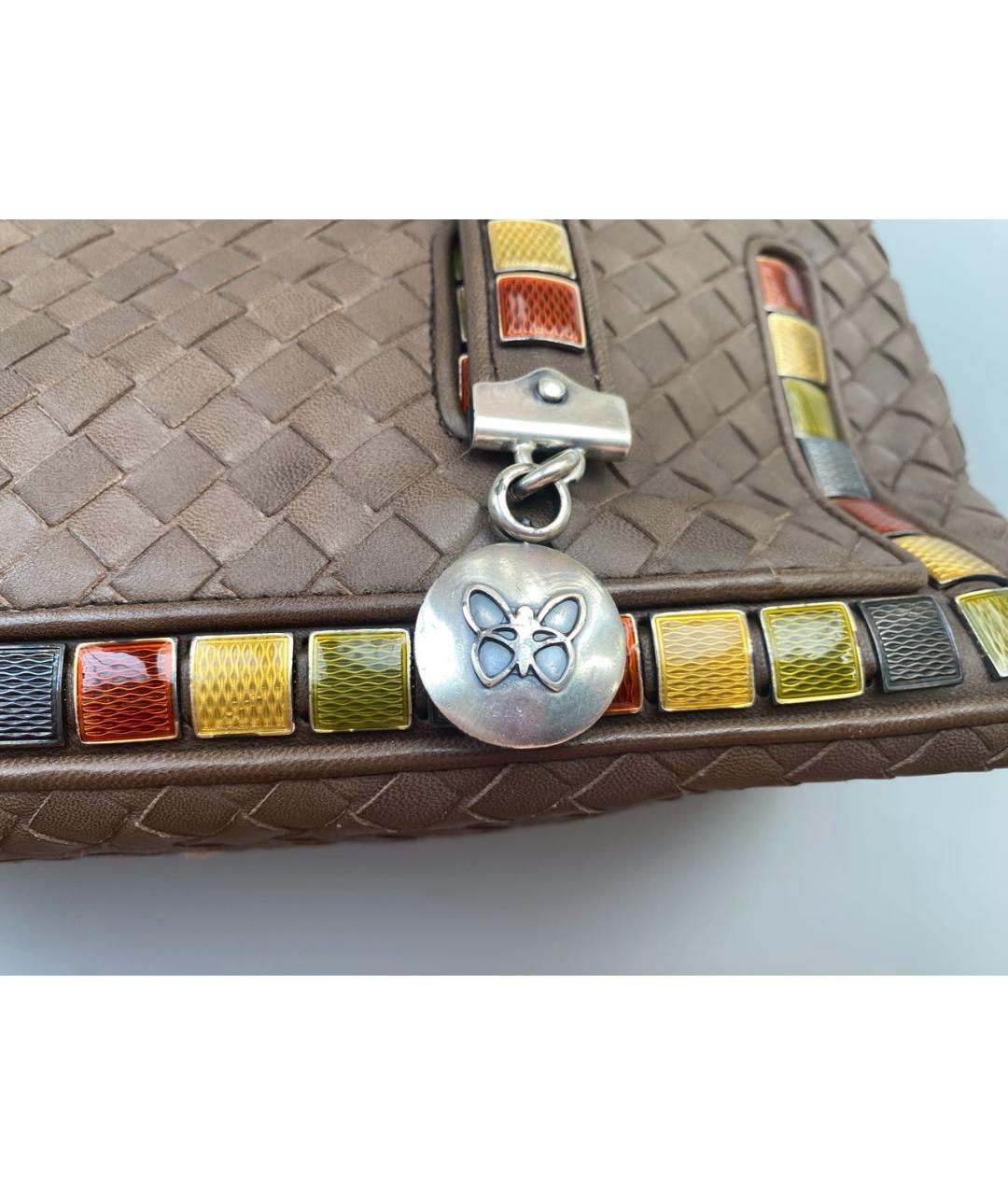 BOTTEGA VENETA Коричневая кожаная сумка с короткими ручками, фото 6