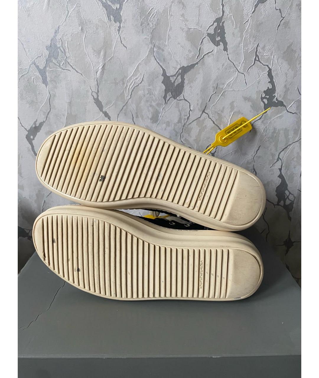 RICK OWENS Черные текстильные высокие кроссовки / кеды, фото 5