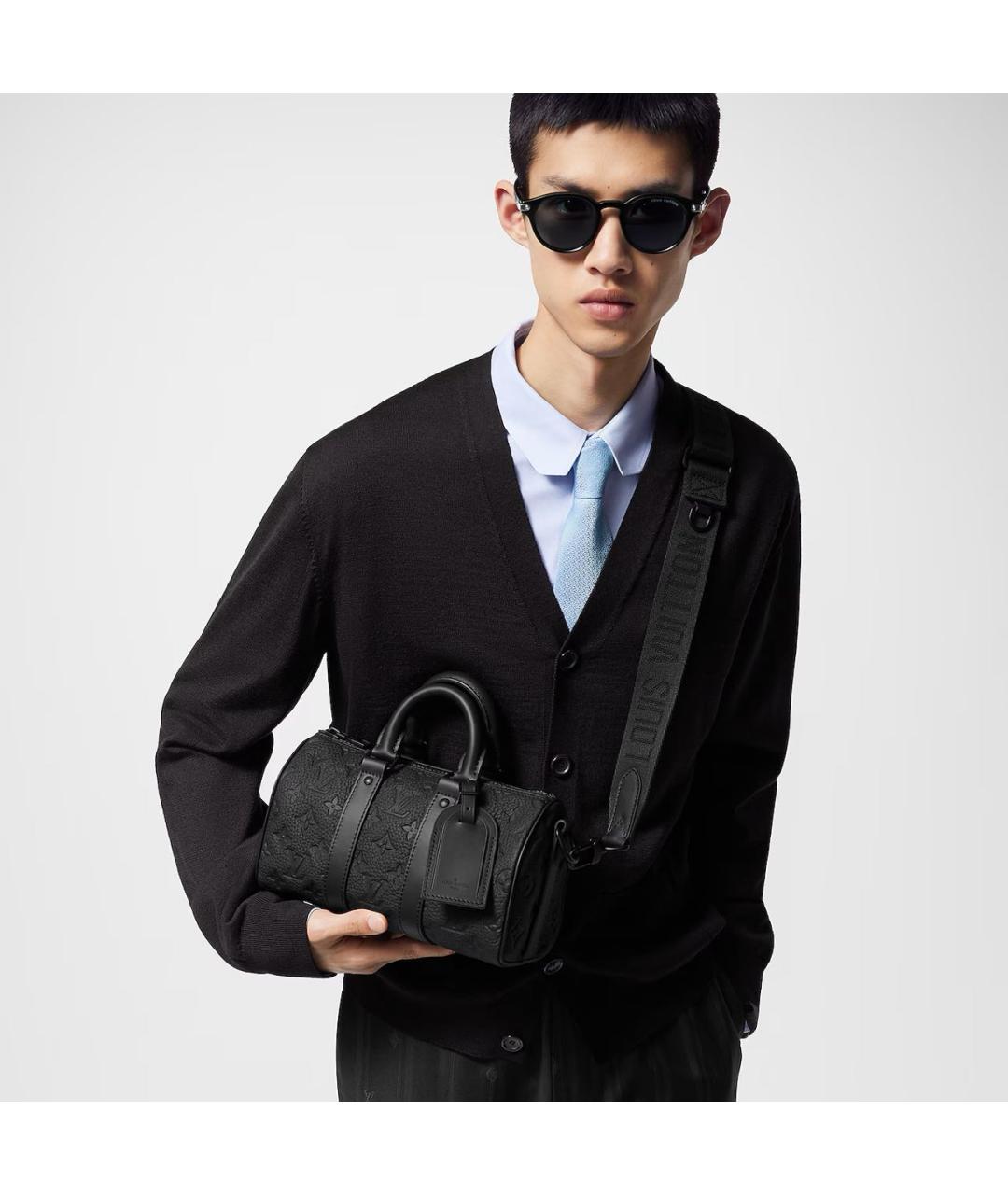 LOUIS VUITTON Черная кожаная сумка на плечо, фото 8