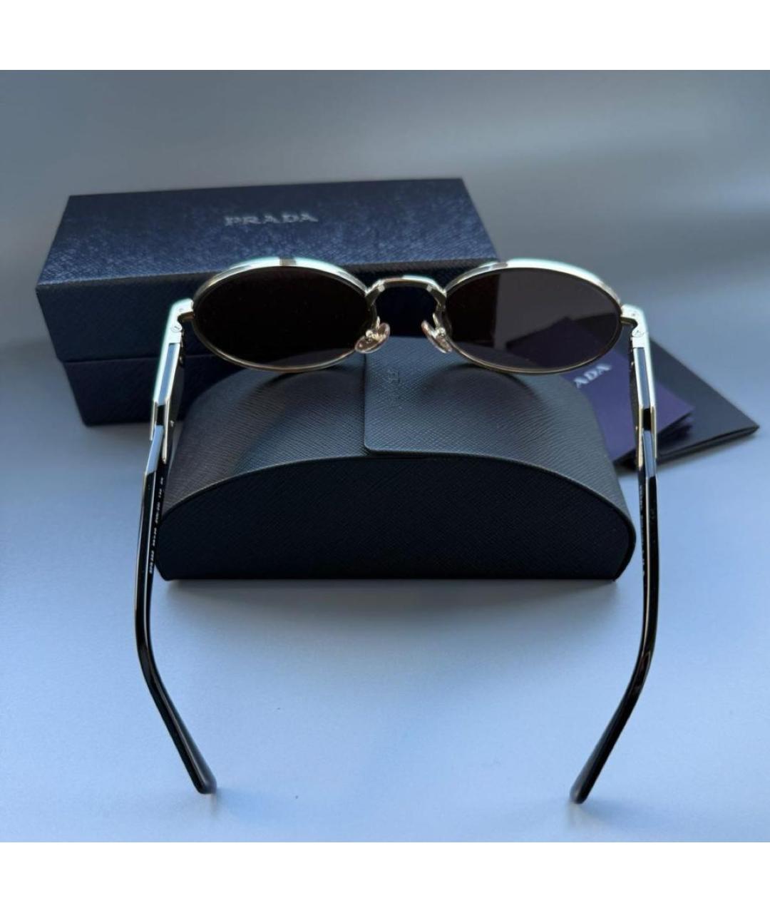 PRADA Коричневые металлические солнцезащитные очки, фото 4