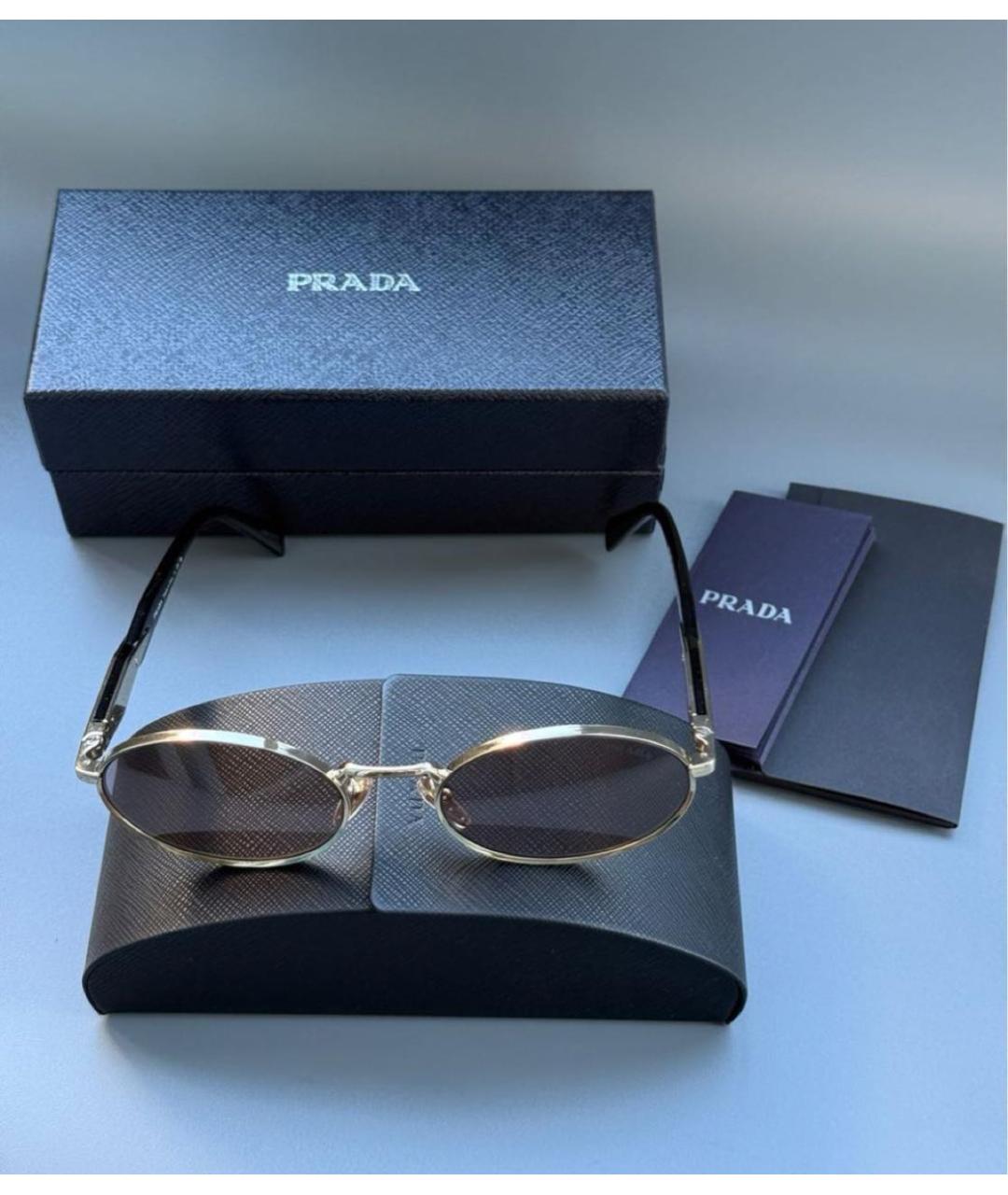 PRADA Коричневые металлические солнцезащитные очки, фото 2