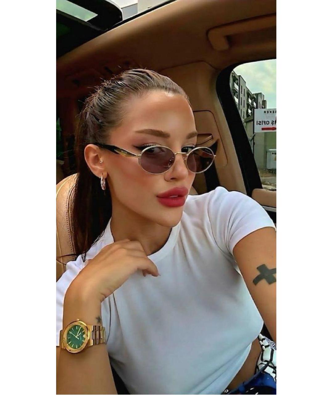 PRADA Коричневые металлические солнцезащитные очки, фото 3