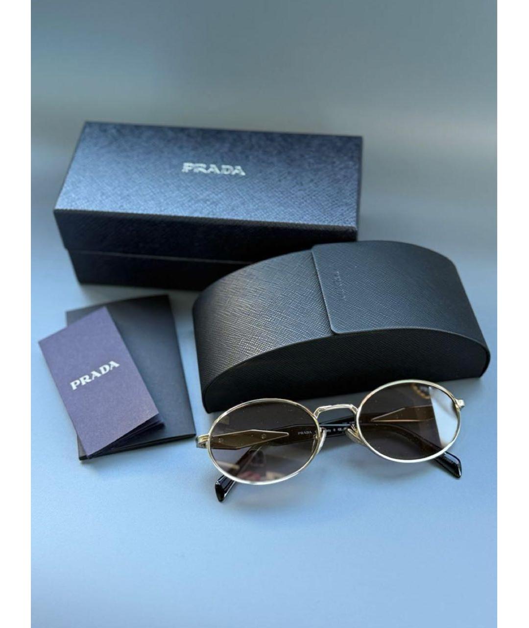 PRADA Коричневые металлические солнцезащитные очки, фото 6
