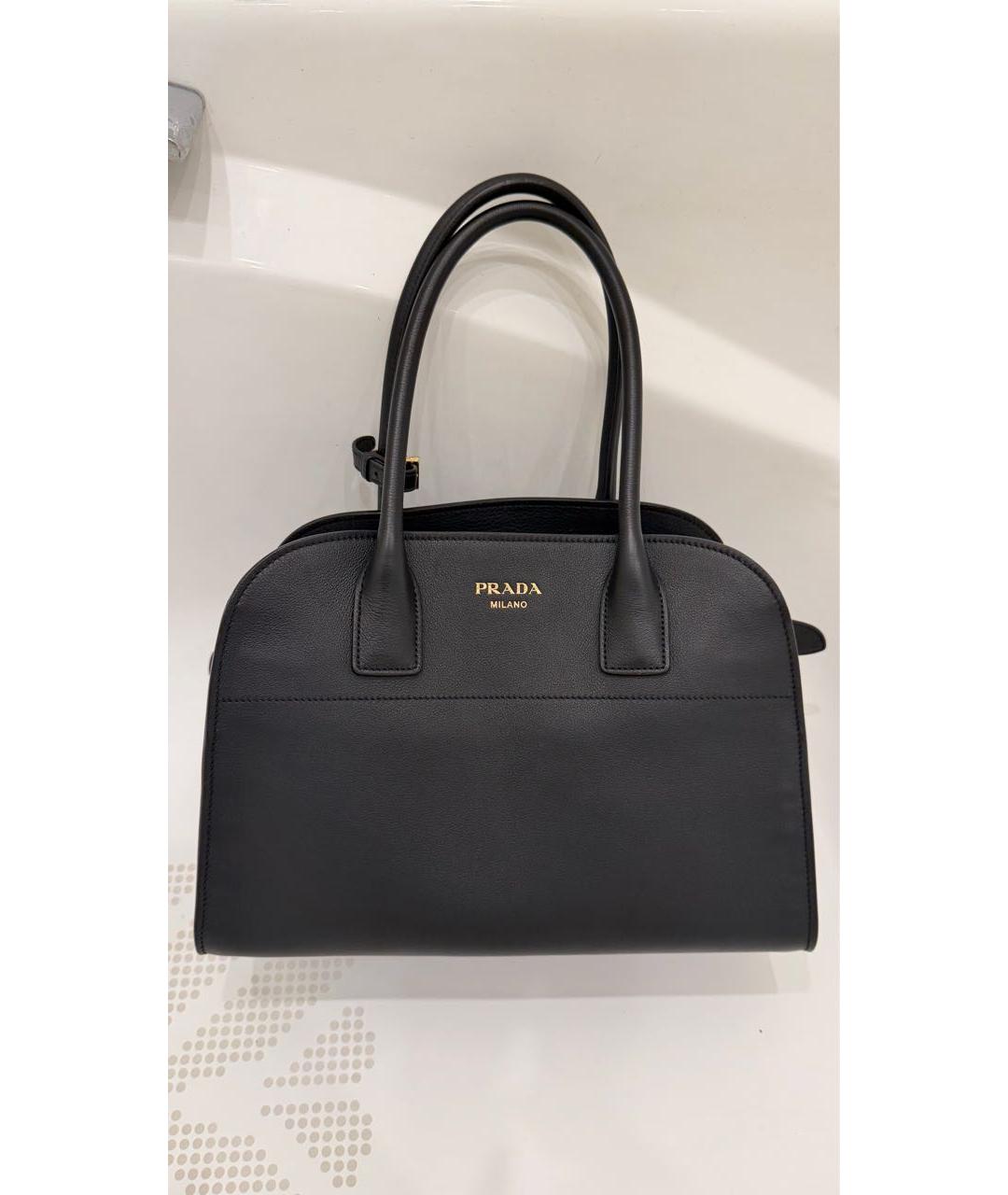 PRADA Черная кожаная сумка тоут, фото 5