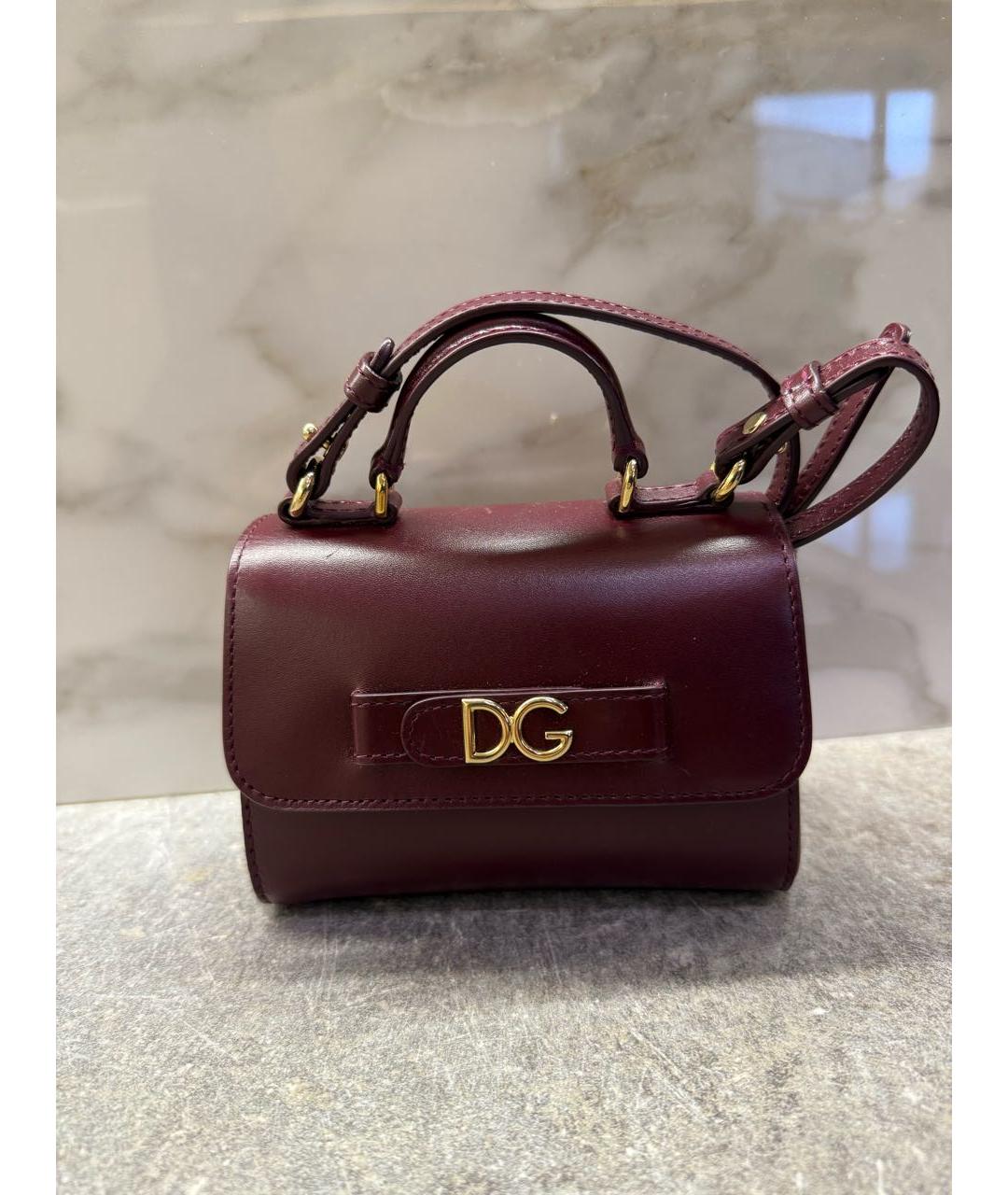 DOLCE&GABBANA Бордовая кожаная сумка через плечо, фото 8