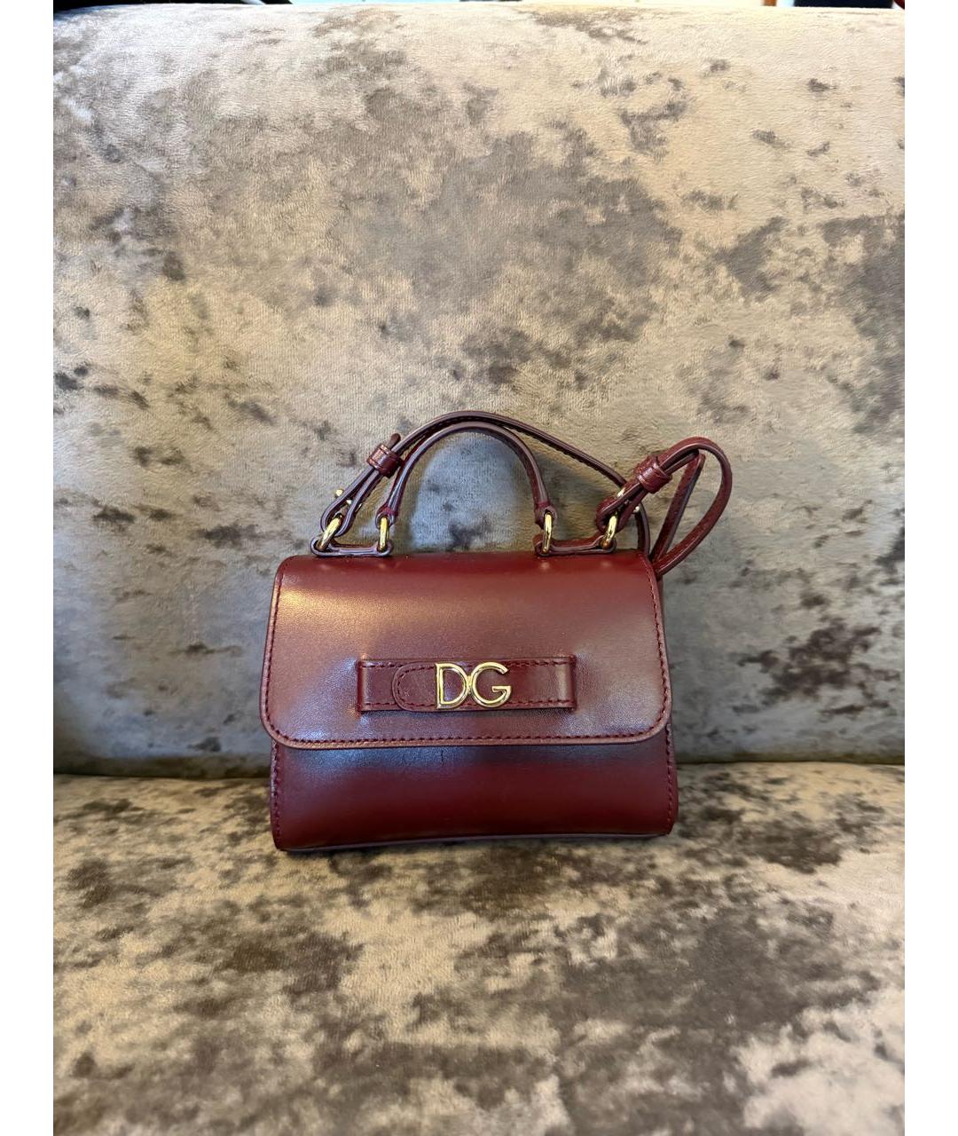 DOLCE&GABBANA Бордовая кожаная сумка через плечо, фото 7