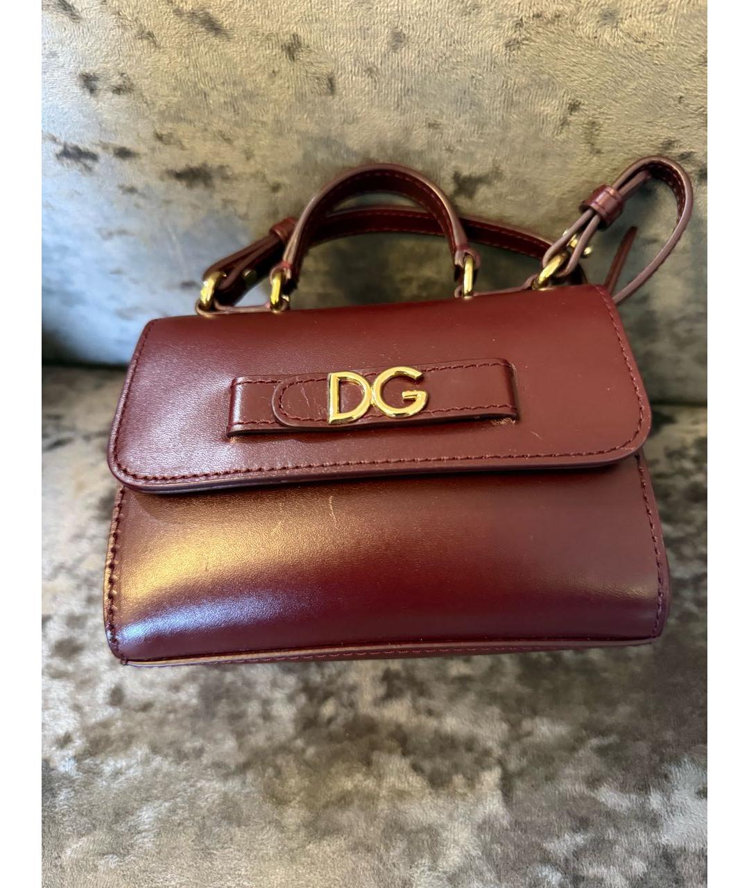 DOLCE&GABBANA Бордовая кожаная сумка через плечо, фото 6