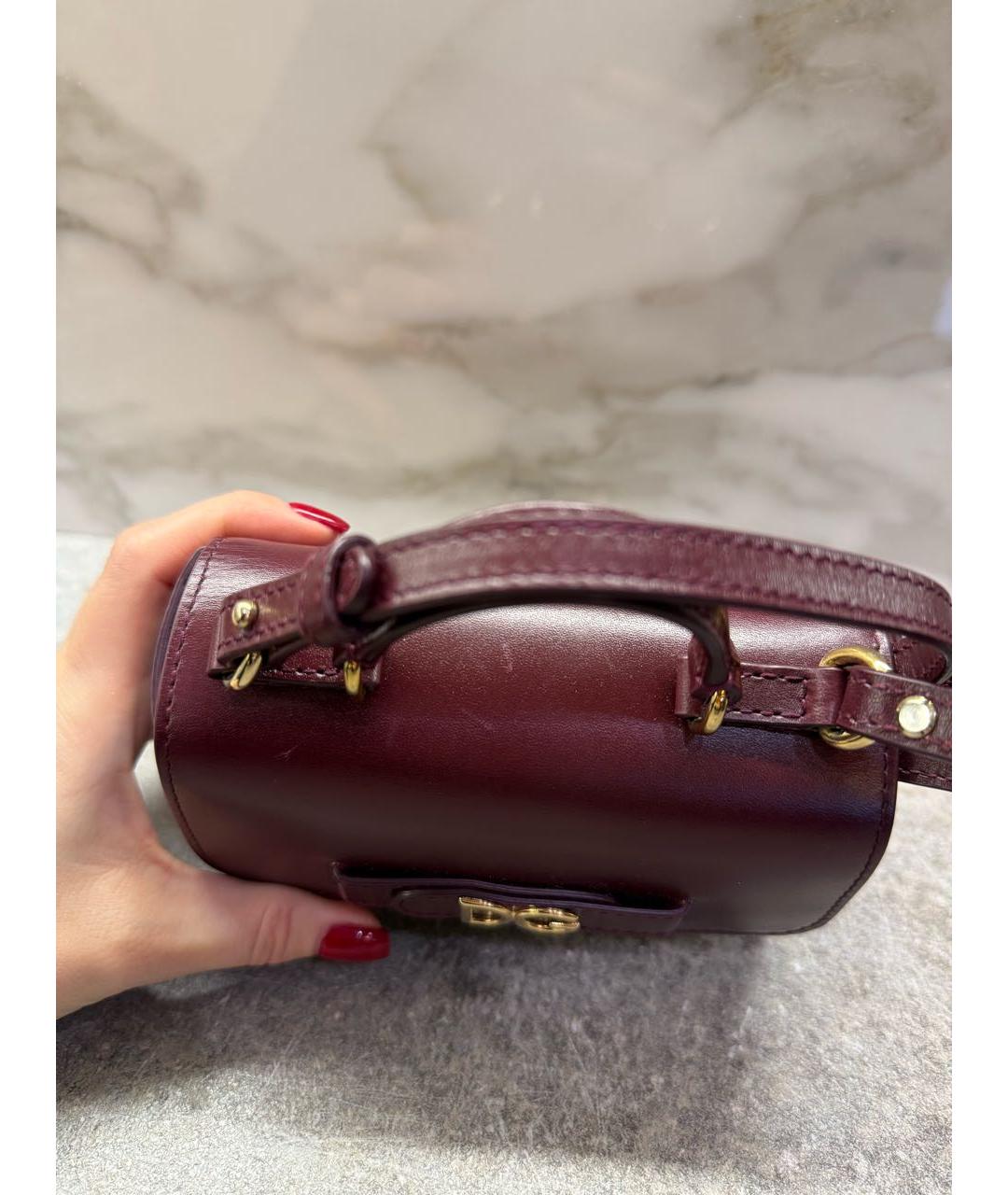 DOLCE&GABBANA Бордовая кожаная сумка через плечо, фото 3