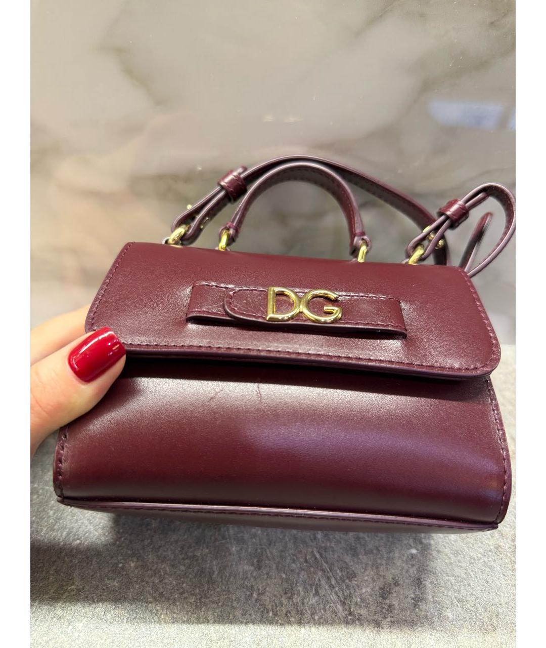 DOLCE&GABBANA Бордовая кожаная сумка через плечо, фото 2