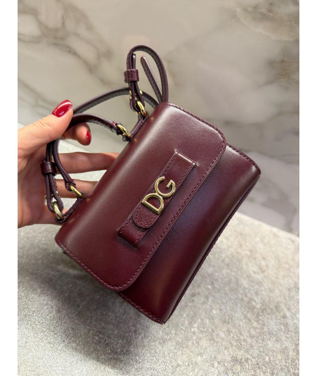 DOLCE&GABBANA Бордовая кожаная сумка через плечо, фото 5