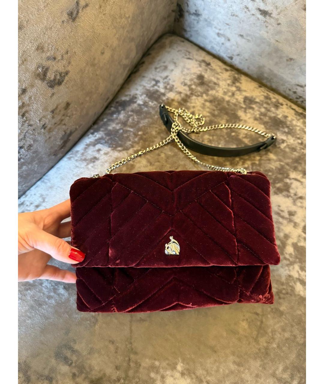 LANVIN Бордовая бархатная сумка через плечо, фото 6
