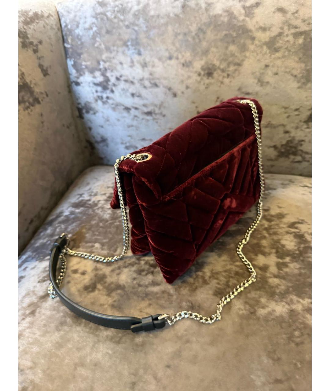 LANVIN Бордовая бархатная сумка через плечо, фото 4