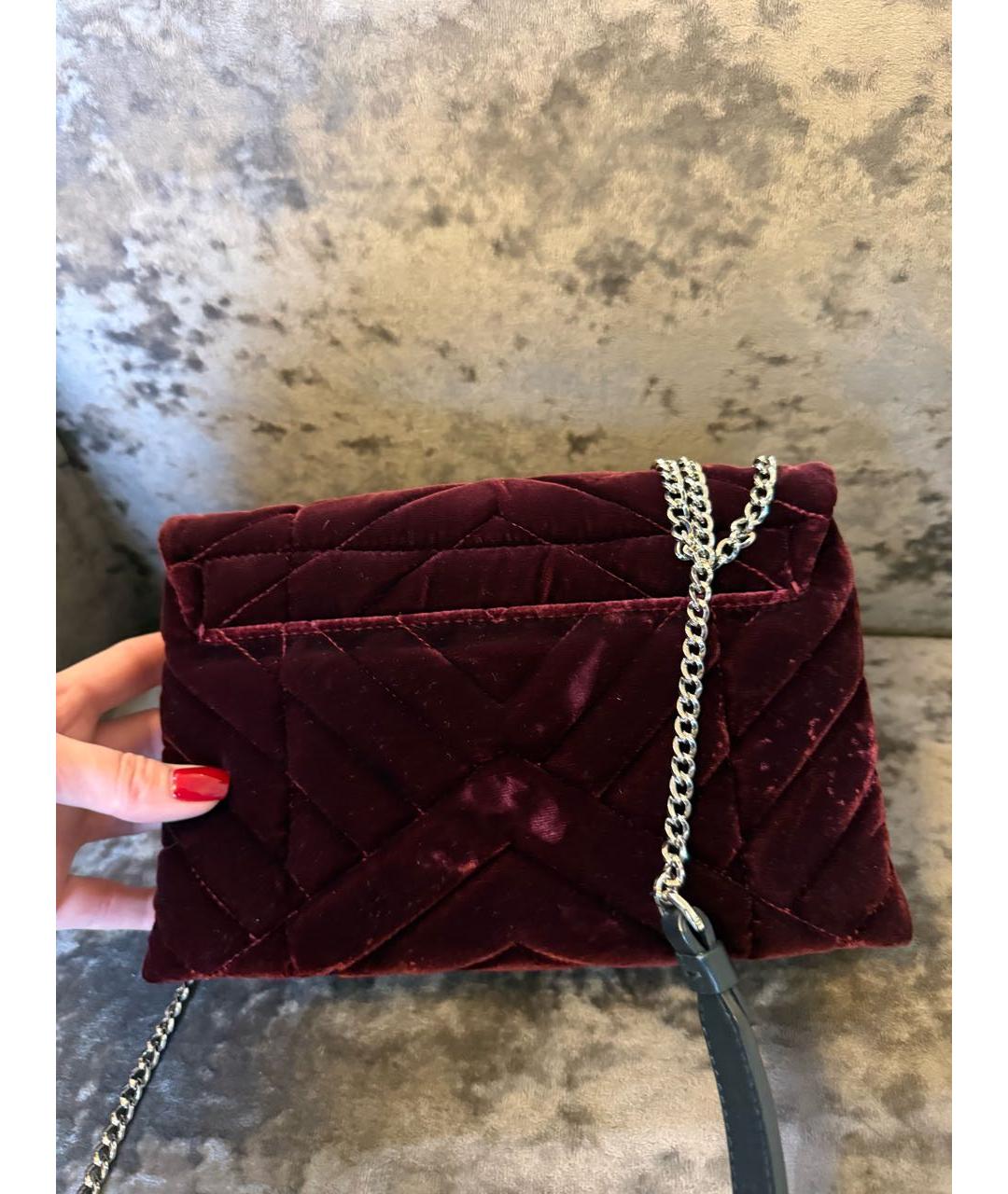 LANVIN Бордовая бархатная сумка через плечо, фото 3